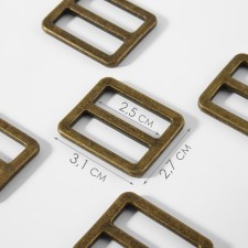 The buckle is regulatory, two -sided, the inner width is 25 mm, the thickness is 3 mm, 5 pcs, the color is bronze