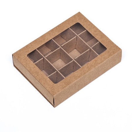 Box for sweets 12 pieces, 11.5 x 8.7 x 2.5 thin separators, craft-1