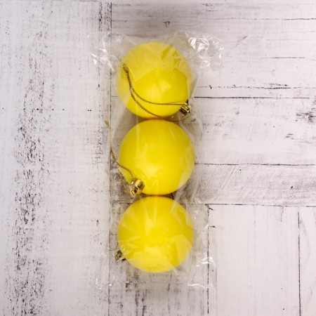 Set of balls plastic D-5.5 cm, 3 pcs "matte" yellow-1
