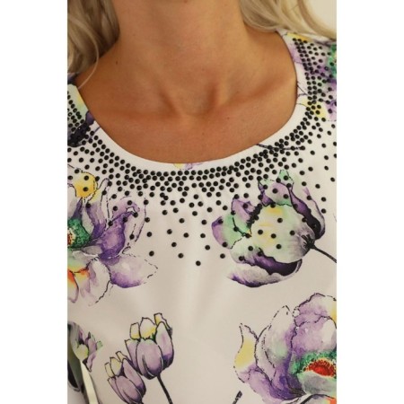 Female blouse, size 50, white, purple color-3