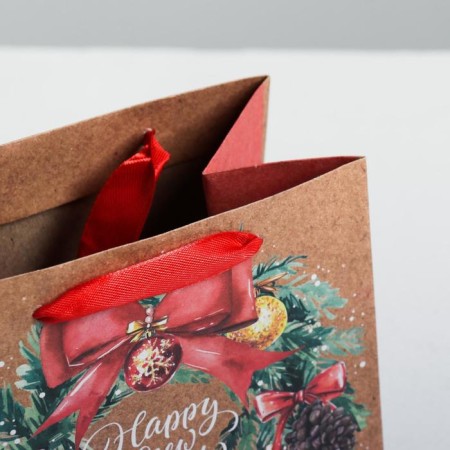 Craft square “Happy New Year”, 14 x 14 x 9 cm, New Year-3