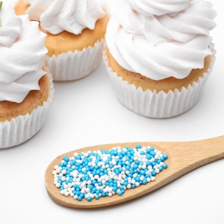 Sprinking confectionery with a soft center "Beads", white and white, 50 g-1