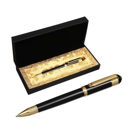 Gift handle, ball "Venzura" in the leatherette case, rotary, black body with gold-1