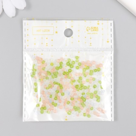 Glass 8/0 "Matte translucent. Melange Summer" 10 g-3