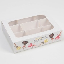 Box of 9 sweets, confectionery packaging 