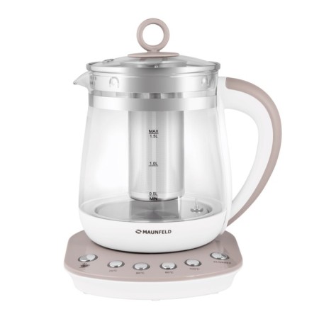 Teapot Maunfeld MGK-615BG, glass, 1.5 l, 2200 watts, white
