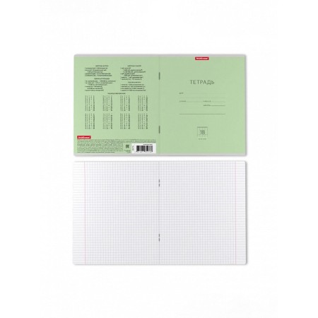 A notebook of 18 sheets in the Erichkrause “Classic” cage, covered cardboard, OFSET block, green-5