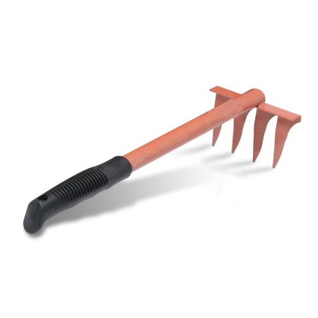 Small straight rakes, 4 twisted teeth, length 39 cm, metal, metal handle-1