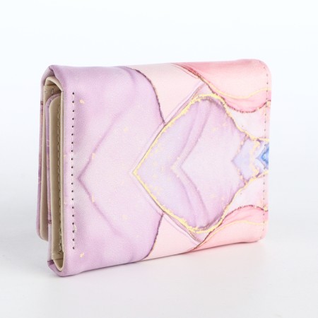 Women's wallet on the button, pink color-1