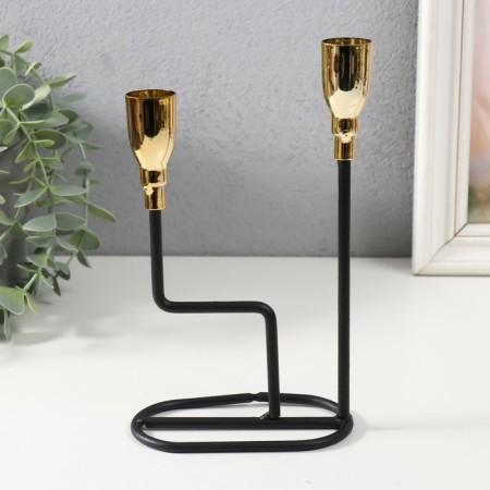 Summary Metal for 2 Candles "Pers" black with gold 12.7x5.8x20.5 cm-1