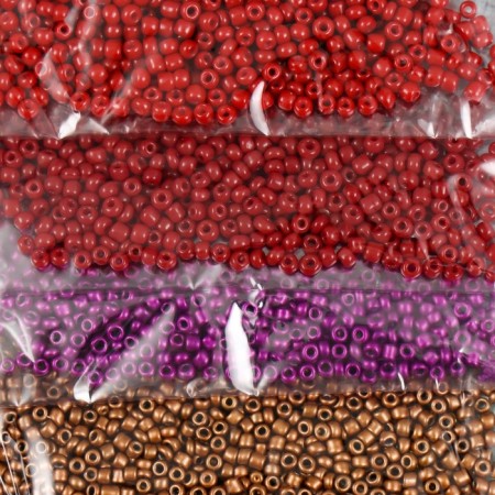 Round Beads 12/0 "Red-violet" metallic 8 colors x 10 g 20x8 cm-1