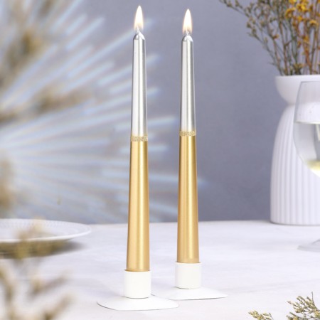 A set of antique candles, 2.3x 24.5 cm, 5 hours, 55 g, 2 pieces, silver-gold
