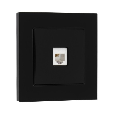 Single single glossy glass telephone socket, hidden, glass, black-1