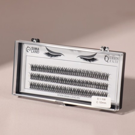 A set of overhead eyelashes "Lastochkin tail", bundles, 10 mm, thickness 0.1 mm, bend C, 12 D-2