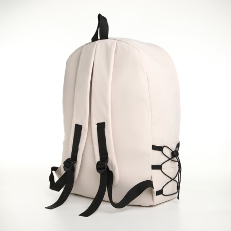 School backpack of textiles on a zipper, 3 pockets, white color-3