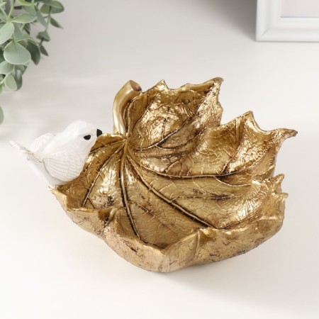 Souvenir Polystone "White Bird on a golden sheet" 20x17.5x10.5 cm-1