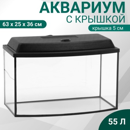 Aquarium "TV" with a lid, 55 liters, 63 x 25 x 36/41 cm, black