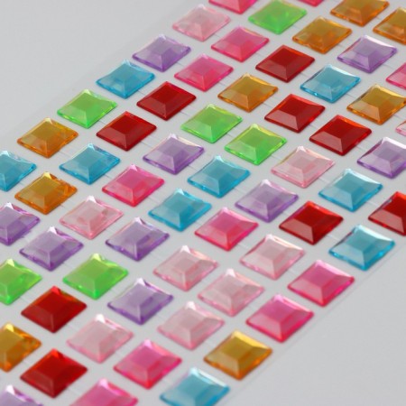 Plastic sticker "Rhinestones color, square" MIX D-1,2 cm 11x32 cm-4