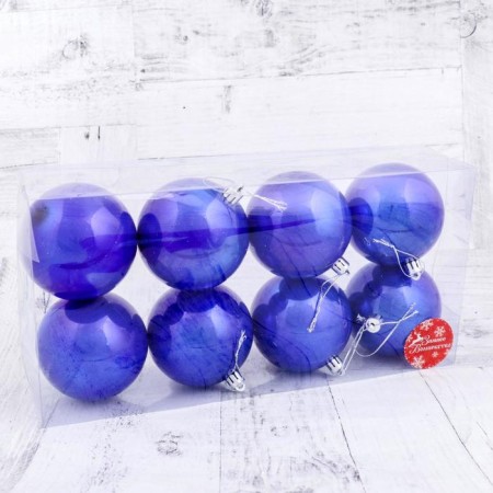 Set of balls plastic D-8 cm, 8 pcs "gloss" blue-1