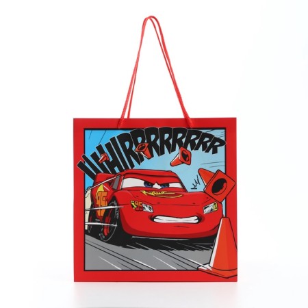 Gift package with a wide bottom, 30x30x30 cm, cars-2