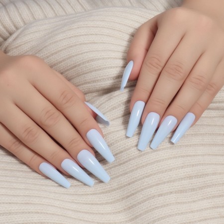 Patching nails, 24 pcs, ballerina shape, blue color-5