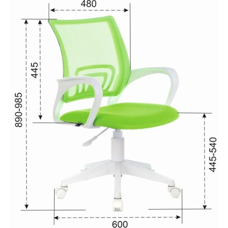 A chair for the operator Brabix Fly MG-396W, white plastic, grid, light green TW-03A/TW-18-4