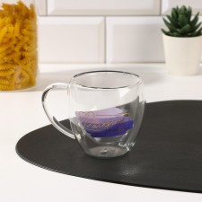 Glass mug with double bottom 
