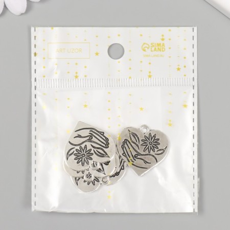Decor Metal for creativity "Chamomile in the hand - heart" 2.3x2.5 cm-3