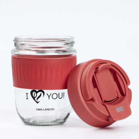 A glass with a lid "Love You", 350 ml, glass-1
