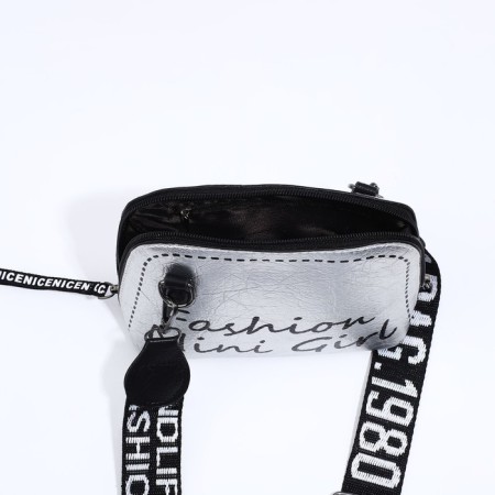 Bag Cross-Bodi with a zipper, silver color-5
