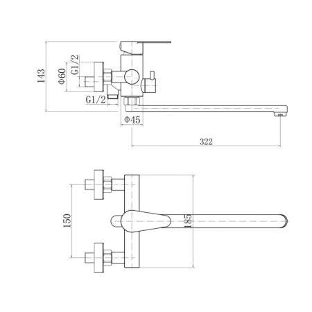 Fashun A52215 bath mixer, one -leaf, pour 322 mm, with shower, satin-1