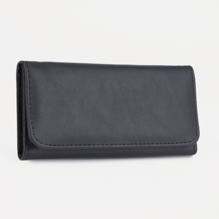 Women's wallet on the button, black color