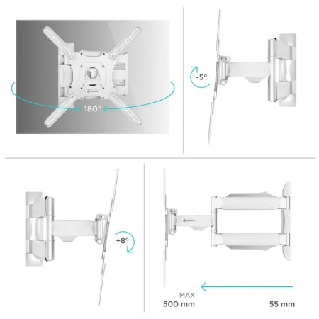 Bracket Onkron M4, for TV, inclined-horned, 32 "-65", 55-500 mm from the wall, white-1