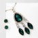 Set 2 objects: earrings, pendant "drops" quartet, green-white color in gold, 48 cm