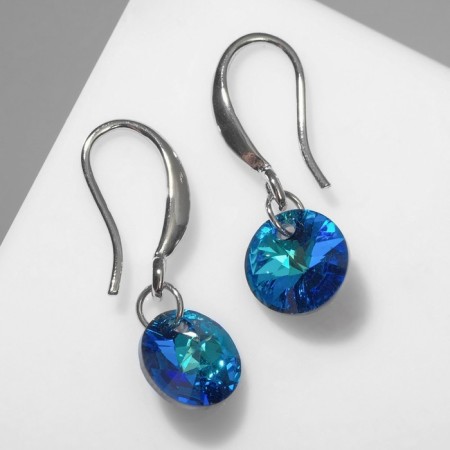 Earrings with Elite rhinestones mini, blue color in silver-1