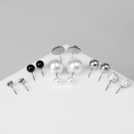 Classes 6 pairs "Shar" contour, black and white color in silver-1