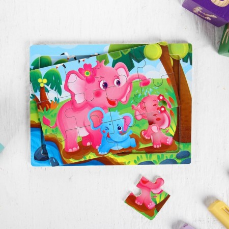 Puzzle "Elephants" 12 elements 0.4 × 14.5 × 11 cm-1