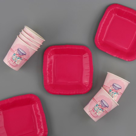 A set of paper utensils "Poxyers" 6 plates, 6 glasses-2