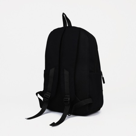 Youth backpack from textiles, 2 parts on lightning, 3 pockets, black color-3