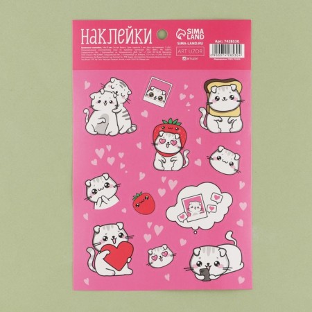 Paper stickers "Cute cat", 14 × 21 cm