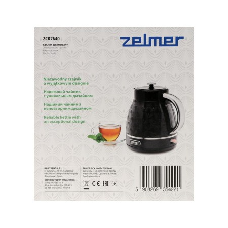 Electric kettle zelmer zk7640, plastic, 1.7 l, 2200 watts, black-9