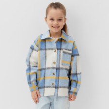 Children's shirt kaftan insulated, size 36 (134-140 cm), blue