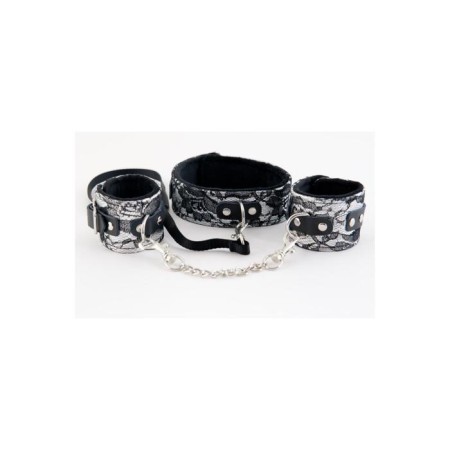 Lace set silver: collar and handcuffs-1