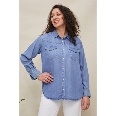 Female shirt, size 50, blue color-3