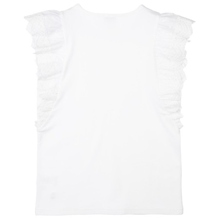 Knitted blouse with volumetric lace sleeves, height 152 cm-5