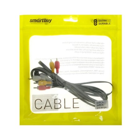 Audio/video cable Smartbuy KA233, 3XRCA (M) -3XRCA (M), 3 m, gray-6