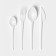 A set of plastic disposable tablespoons, 4 objects: fork, tablespoon, knife, teaspoon, 16.5 cm, white color