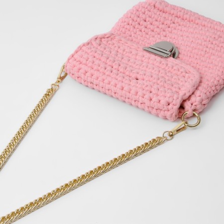 A chain for a bag, with carbines, metal, flat, dense weaving, 15 × 10 mm, 60 cm, gold color-2