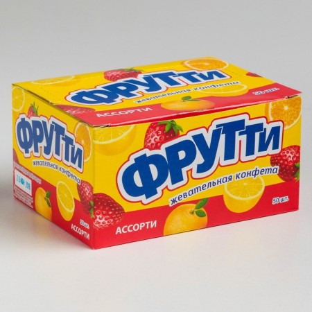 Chewing candy "Futti" with the taste of strawberries, orange, lemon, 10 g