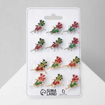 New Year's Brooch "Deer" soaring, color mix (indivisible packing 12 pcs., Price per pcs.)-3